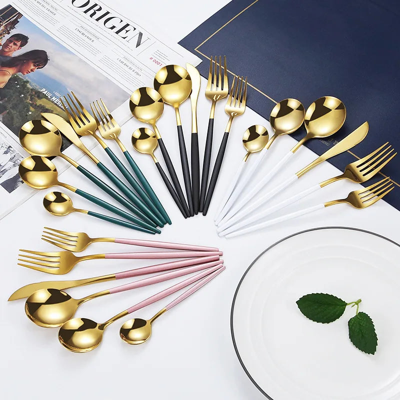 Wholesale Luxury Stainless Steel Cutlery Set Western Tableware Steak Knife and Fork for Hotels Coffee Service Use