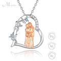 Merryshine Mothers Day 925 Sterling Silver love Heart Rose Gold Mom Son Pendant Necklace for Women