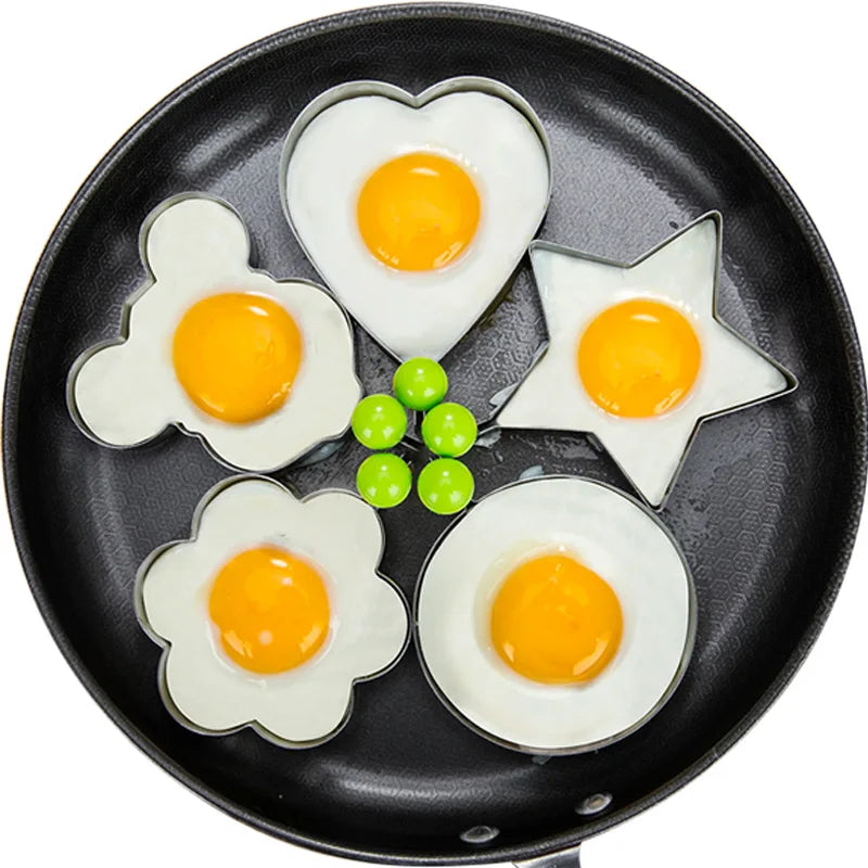 5-Style Stainless Steel Fried Egg Pancake Shaper Metal Omelette Mold for Frying Kitchen Accessories Gadget Rings for Cooking