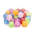 100 Pcs 26 English Alphabet Transparent Macaron Cube Letter Beads Large Size Jewelry Accessories Plastic Loose Acrylic Beads