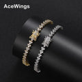 BB122   Women Bracelet Brass Zircon Tennis Chain Bracelet Flower Shape Jewelry Gift
