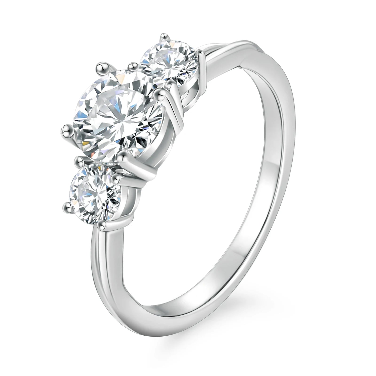 3-Stone Solitaire Lab-Grown Diamond Engagement Ring Jewelry Gift 18K Solid Gold Wedding Anniversary Promise Ring for Women