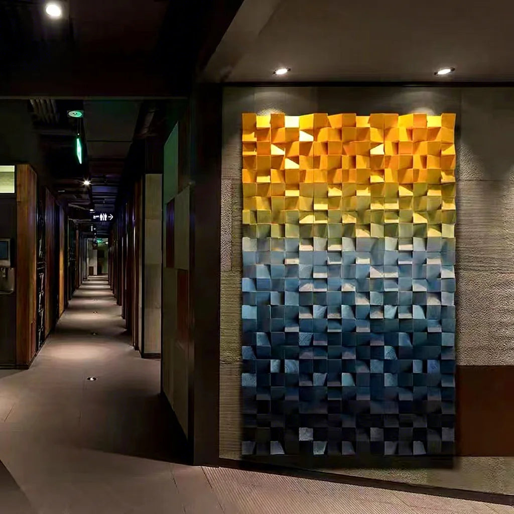 Modern 3D Spruce Lumper Wood Wall Mosaic Antique Wooden Tile for Living Room Bedroom Background Wall Panels Indoor Application
