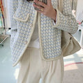 High Quality French Vintage Small Fragrance Tweed Jacket Coat Women's Spring Autumn Casual Fried Street Short Coat Plaid Outwear
