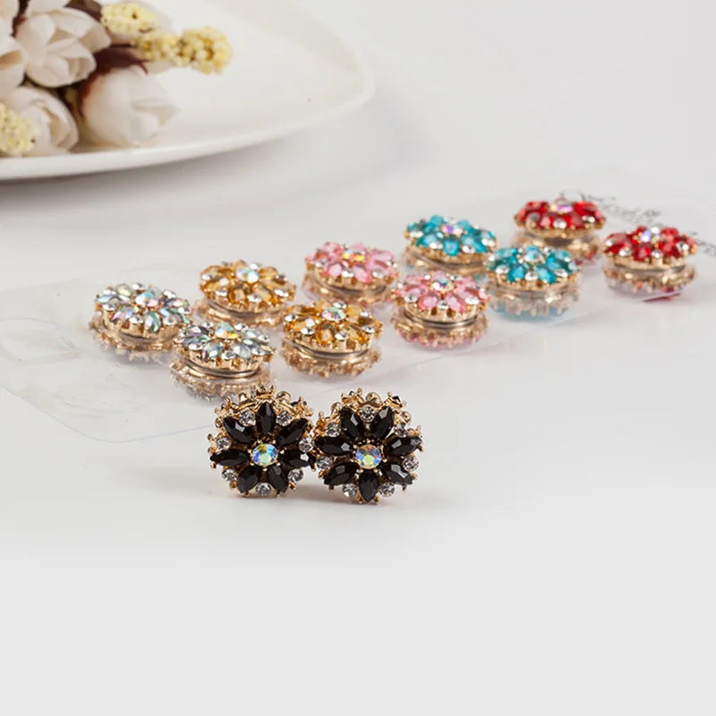 Fashion Strong Rhinestones Flower Brooches No-snag Muslim Headscarf Alloy Magnetic Hijab Pin Shawl Scarf Women Engagement Gift