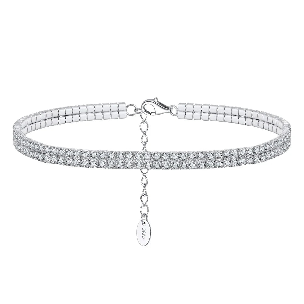 RINNTIN SA20 Wholesale Jewelry 925 Sterling Silver Ankle Bracelet for Women Ancle Chain  Fashion Tennis Anklet With Cubic Zircon