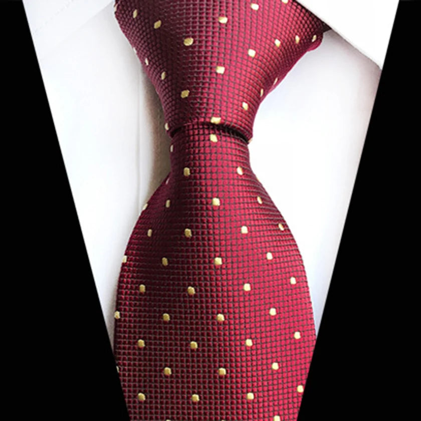 8cm Men's Tie Solid Plaid Striped Ties for Men Business Pink Red Neck Tie