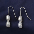 Simple Pure 925 Sterling Silver 7-8 mm AAA Natural Freshwater Baroque Pearls Earrings