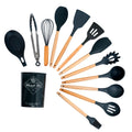 Silicone Kitchen Utensils with Wooden Handles Cooking Tools and Kitchenware for a Convenient Cocina Experience