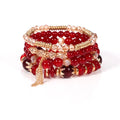 4pcs Set Bohemia Beaded Bracelet for Women Natural Stone Tassel Bracelet Fashionable Bohemian Style Beaded Armband