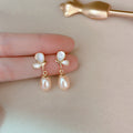 2022 New Imitation Pearl Silver Needle butterfly Drop Stud Earrings