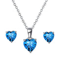 RINNTIN SAPE-L Fashion 925 Silver Bridal Jewelry Sets Wholesale Heart-shaped Gemstone Pendant Necklace Earrings Set Women