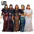 Liu Ming African New Arrivals Women Casual Long Sleeve O Neck High Waist Maxi Dress
