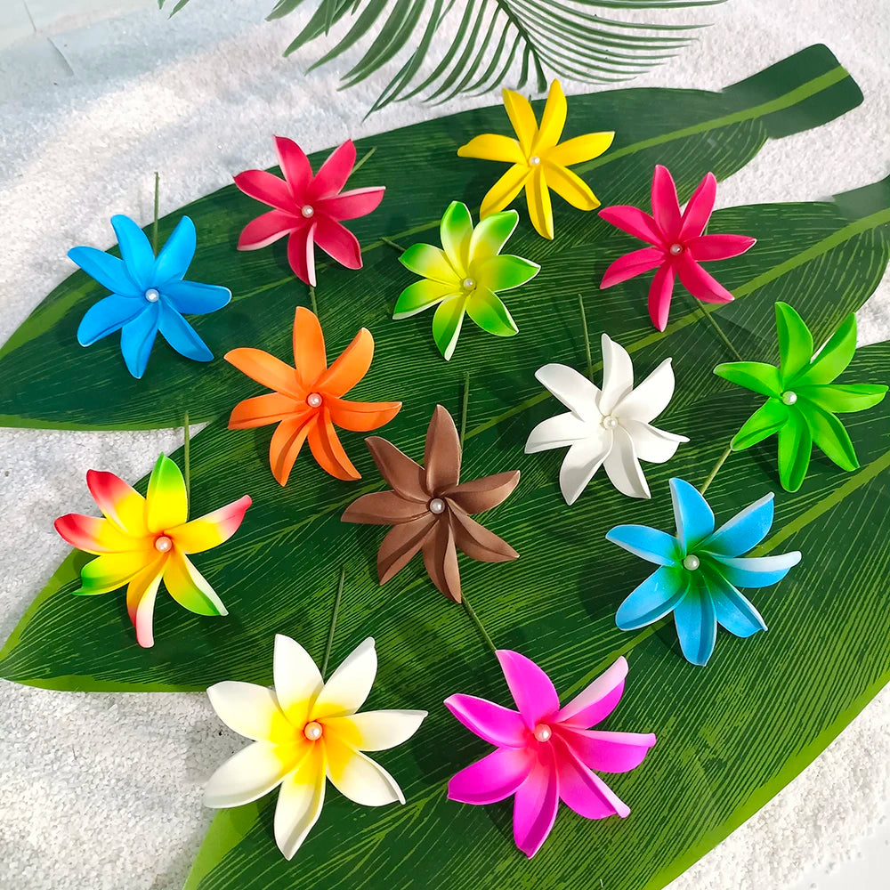 Factory Supplier KN-hf034w 13color 10cm Eva Foam Plumeria Hair Pick Artificial Hawaii Dance Party Decorative Flower