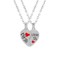 2 PC/Set Big Sis Lil Sis Big Sister Little Sister Alloy Pendant Necklaces Red Heart Stitching Good Sisters Necklace for Women