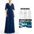 OEM Custom Guangzhou Garment Manufacturer Floor Length Dress Women  V-Neck Ruffled Pleated Design Ruched Elegant Long Dress