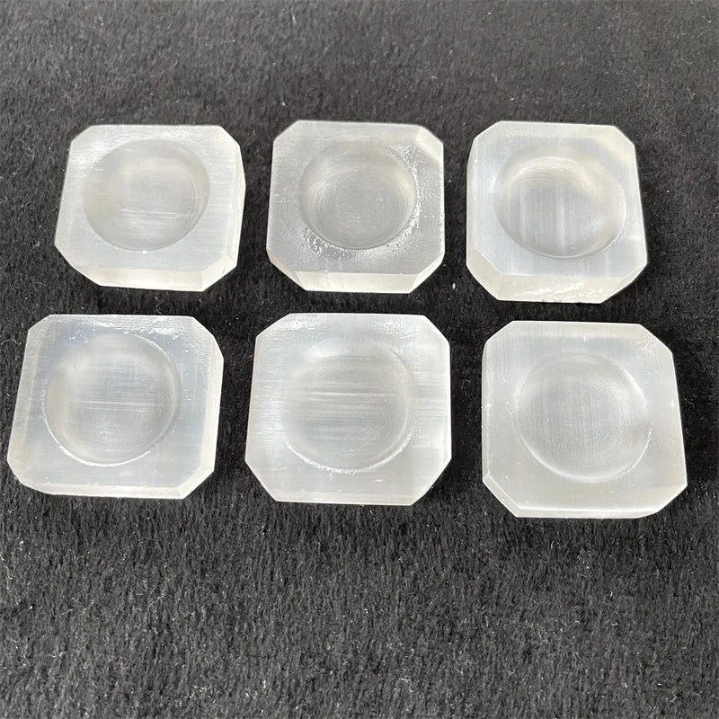 Wholesale Natural Selenite Holder Carved Crystal Sphere Stand Selenite Base