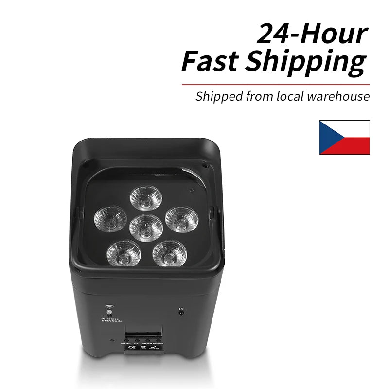 6x18w Wireless Battery Par Light RGBWA UV 6IN1 Dmx Battery Wireless LED Uplight