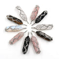 Natural Healing Crystals Gemstone Amethyst Quartz Point Tree of Life Wire Wrapped Pendant Necklace