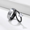 OEM Fashion Custom Fashion Wedding Diamond Rings Stainless Steel Engagement Couple Ring Set