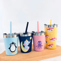 8.5 OZ Kids Cup Spill Proof Vacuum Double Wall Stainless Steel Insulated Tumbler Girls Boys BPA FREE Smoothie Drinking Straw