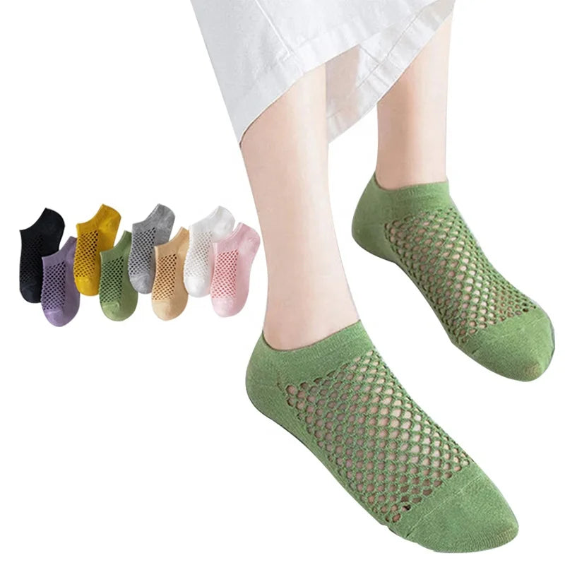 Wholesale Fashion Fish Net Short Socks Ladies Summer Mesh Cotton Low Cut Socks for Women