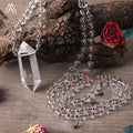 Clear Crystal Qyartz Mala Necklace for Women Yoga Jewelry Healing Chakra Gifts