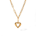 18K Gold Plated Stainless Steel Hollow Heart Pendant Necklace Classic Stainless Steel Irregular Lava Heart Necklaces for Women