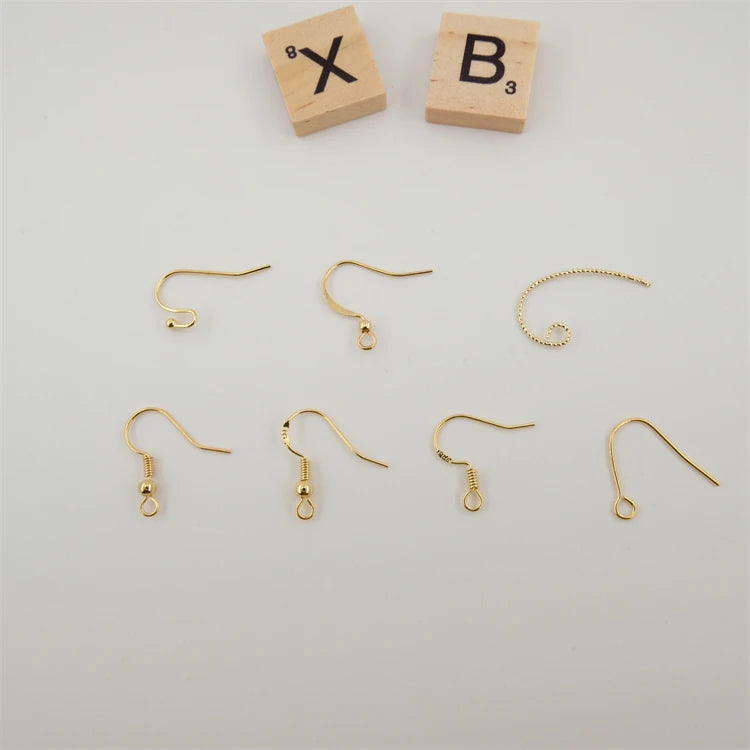 The New DIY Earrings Parts Personality Style18K Gold Plate Brass With Beads Real Gold 18k Earing Charms for Jewelry Making