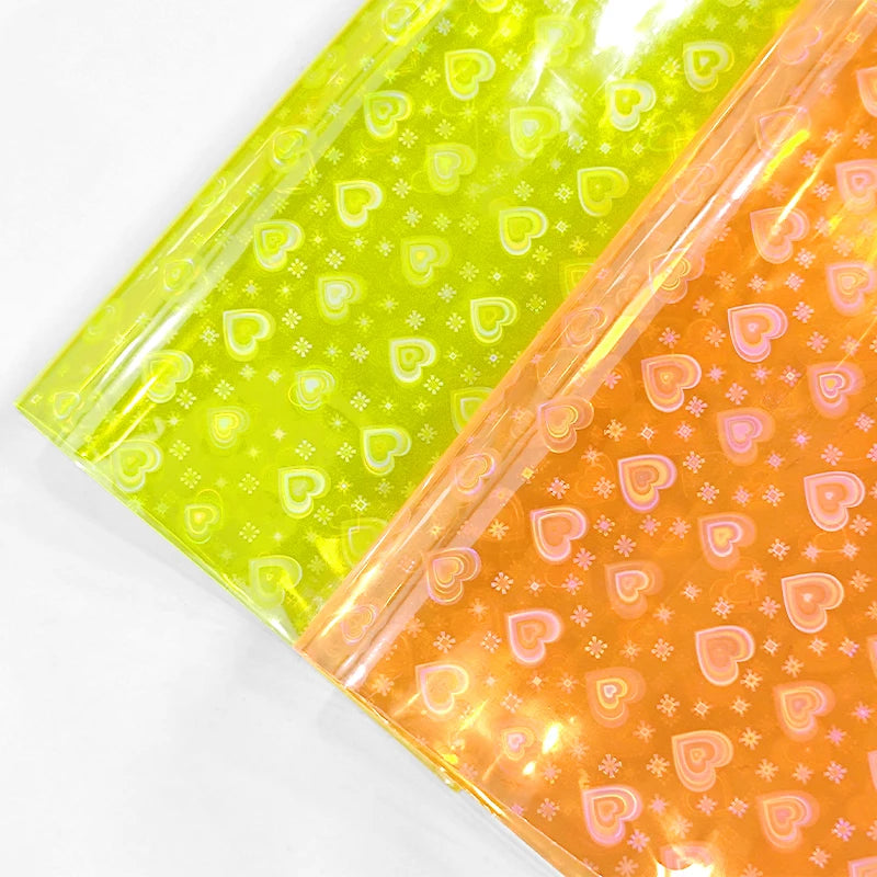 Three-Dimensional Heart-Shaped Clear PVC Film Iridescent Transparent Stretch Soft Water-Soluble for Crafting Plastic Bags