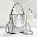 PU Fashion Lady Bucket Korean Style Shoulder Bag White All Seasons