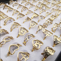 Trendy Multi-style Stainless Steel Flower Heart Style Ring Cutting Open Ring Mixed Style Batch Rings
