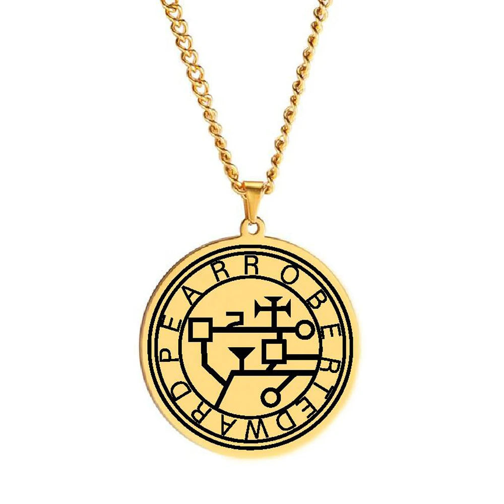 HLSS257 the ROBERTED WARD PEAR Seal of SOLOMON the KING Talisman Laser Cut 304 Stainless Steel Amulet Pendant Necklace