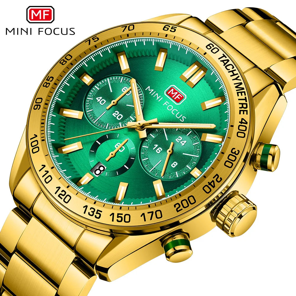 MINI FOCUS 0403 New Arrive Sport Watch Men Casual Fashion 3 Sub-Dial Mens Watches Top New Luxury Stainless Steel Quartz Clock