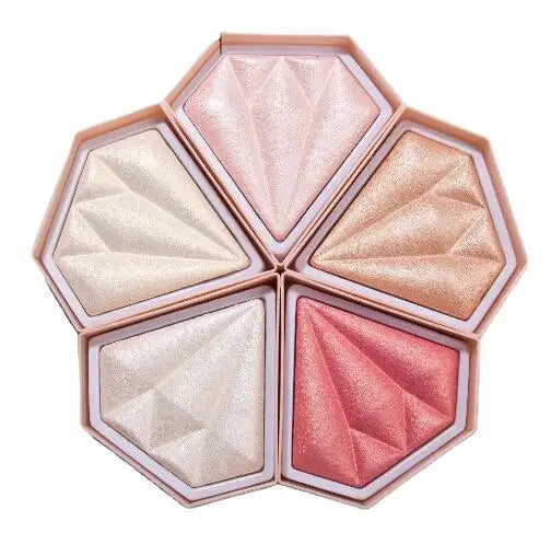 HANDAIYAN 5 Colors Heart Shape Makeup Glitter Face Cosmetics Diamond Highlighter Make up Highlighting Pressed Powder