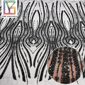 Luxury Black Beads Dress Lace Fabric Pearls With Sequin Embroidered Beaded Tulle Lace Bridal Lace Fabric
