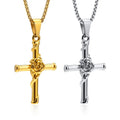 Factory Custom  Jewelry Stainless Steel Hip Hop Rose Cross Pendant Necklace Men