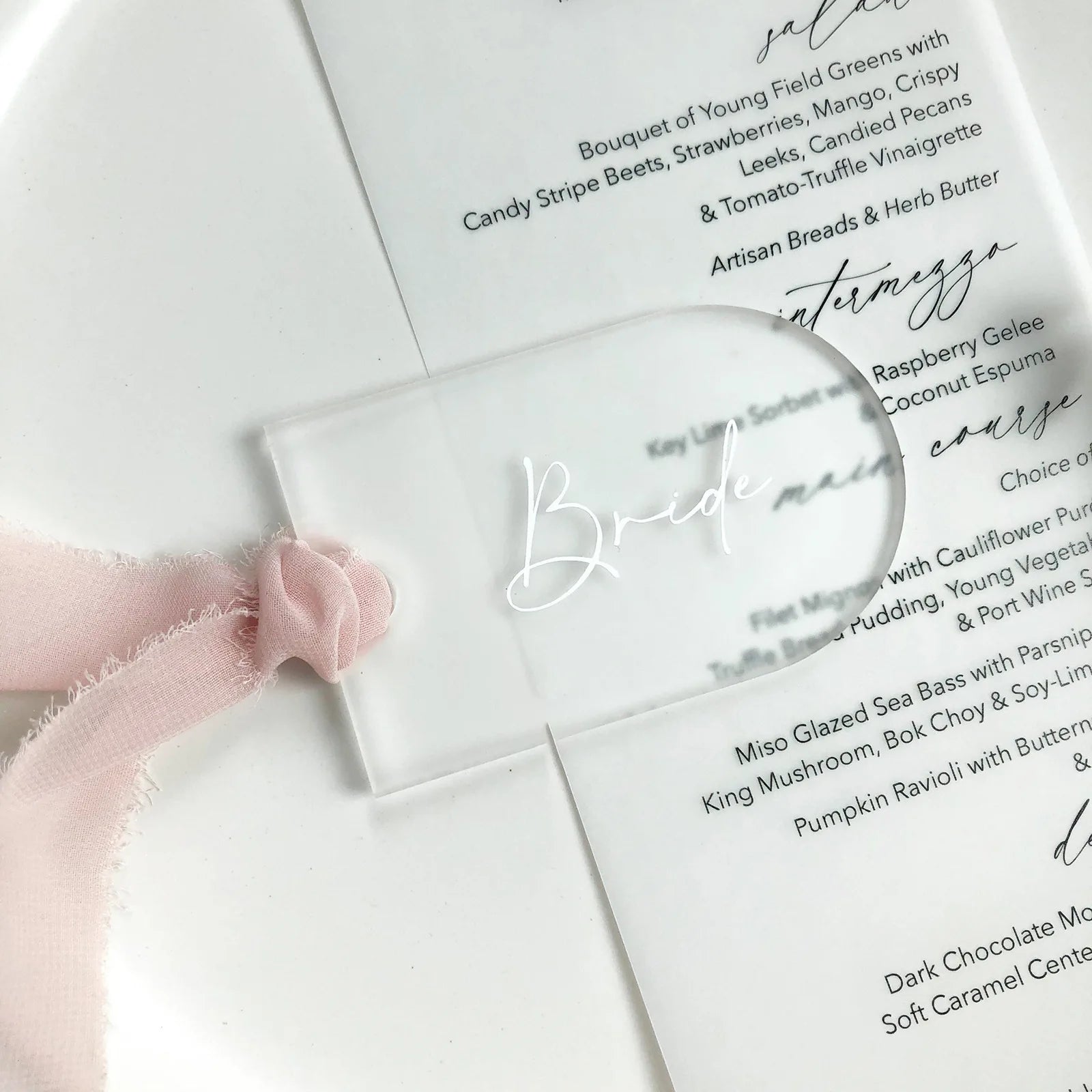 5 Colors Clear New Blank Acrylic Reserved Seat Card Arch With Ribbon Wedding Seat Label Party Business