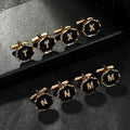 26 English Letters Titanium Alloy Cufflinks Black Background for Wedding Anniversary or Gift
