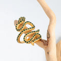 New Trending Stainless Steel 18K Gold Plated Dainty Green Micro Inlaid Diamond Snake Rings for Women