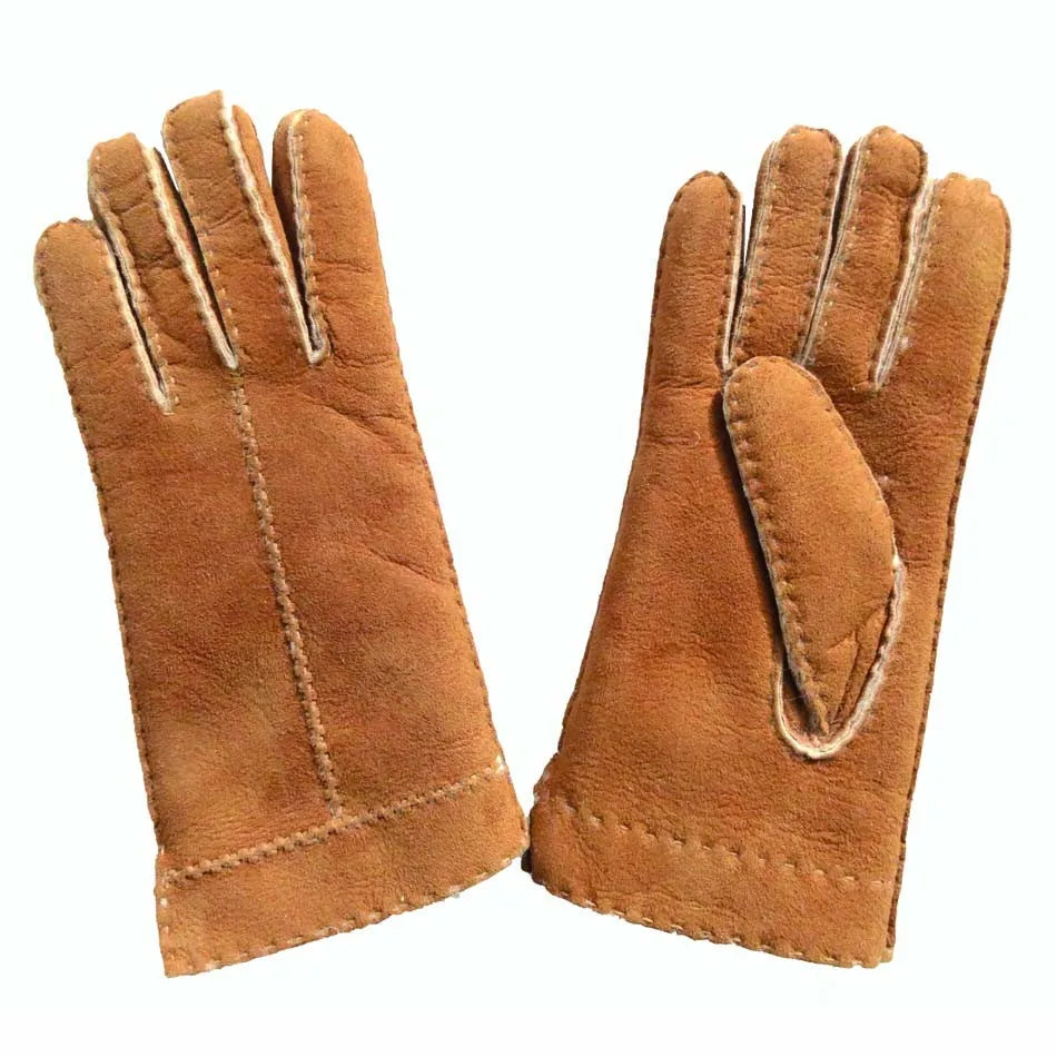 Sample Support Premium Quality Spanish Merino Double Faced Sheepskin Leather Luxury Classic Merino Wool Gloves for Daily Life