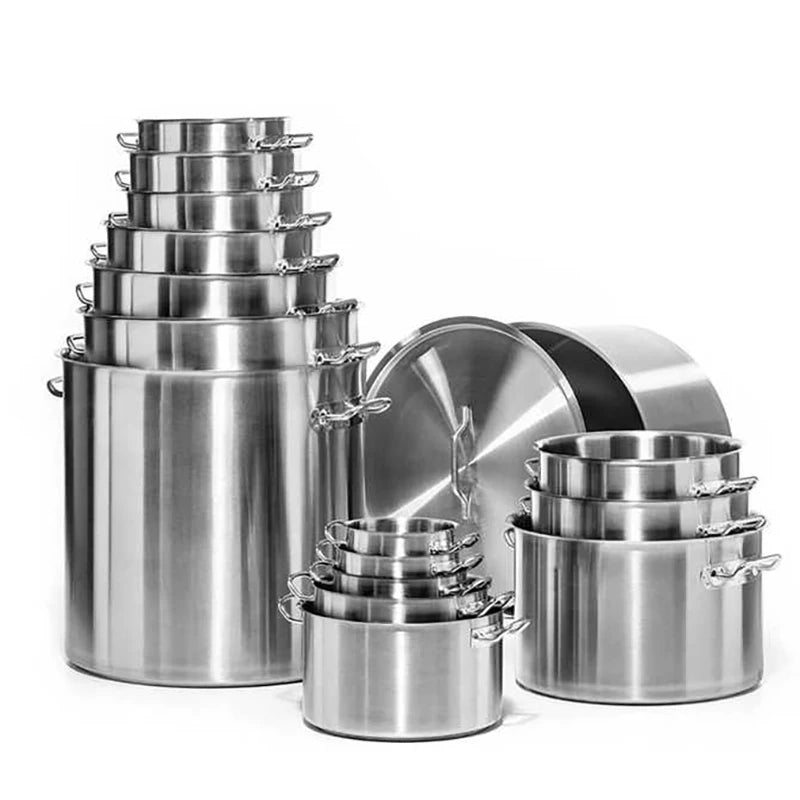 03/04/05 Style Heavy Duty Large Capacity Big Stainless Steel Hot Pot Classic Design for Restaurant Kitchen Cooking Food Soup Pot