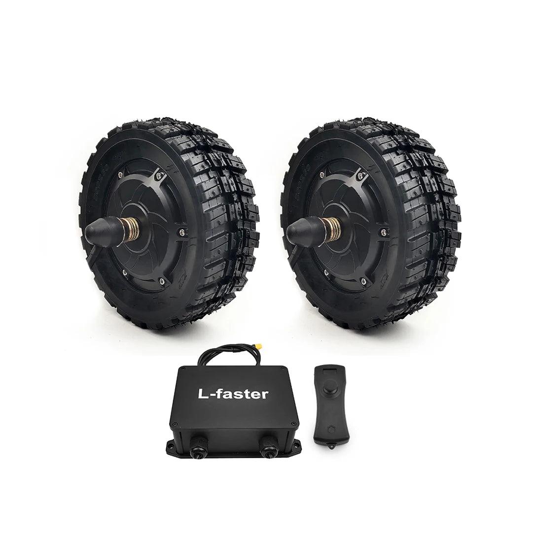 L-faster 24V 700W 8inch Dual Drive Brushless Hub Motor Wheel with Wireless Remote for Electric Foldable Camping Cart Wagon