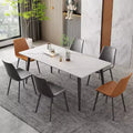 2025 New Design Rectangular Artificial Marble Top Metal Leg Dining Table Set for Kitchen Dining