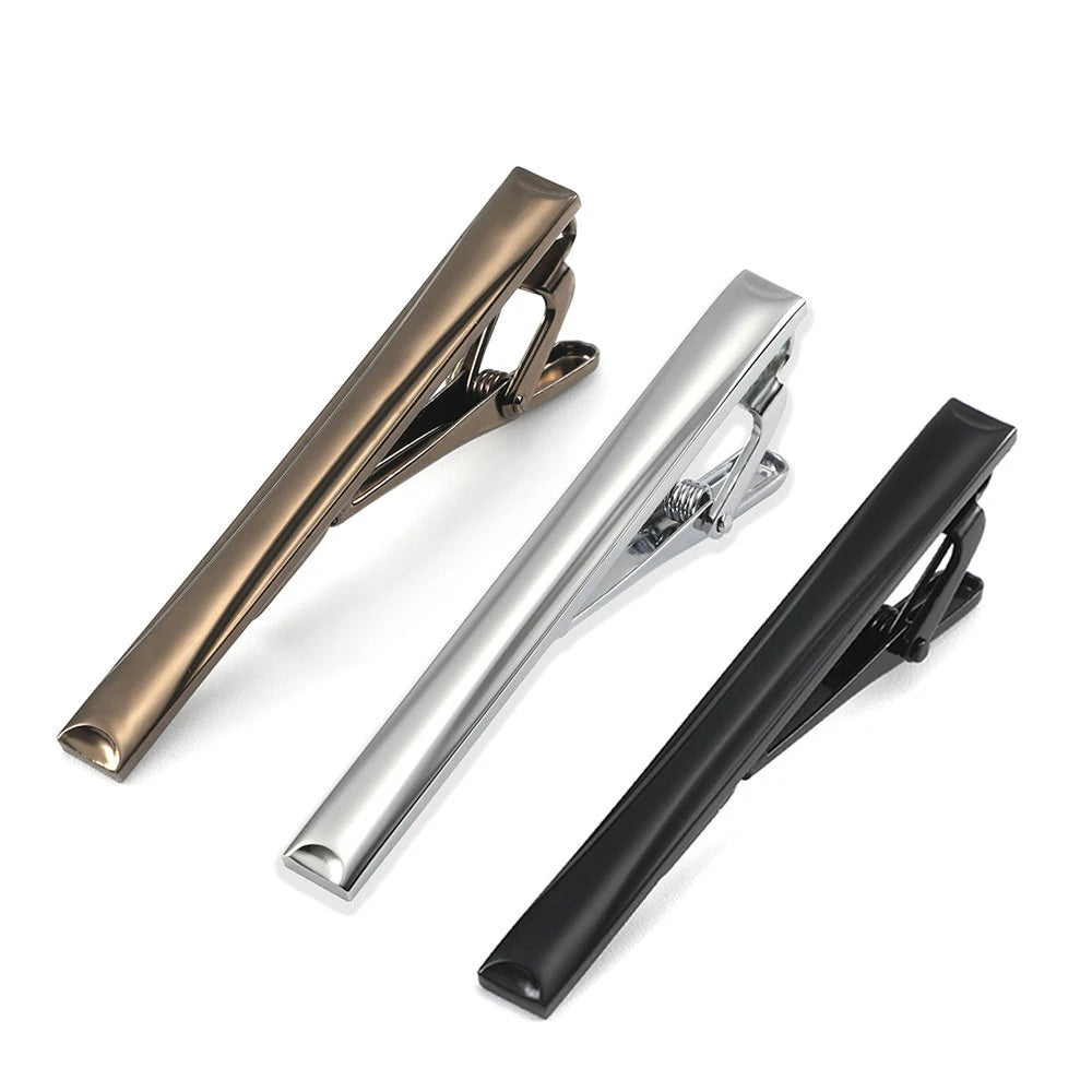 Men's Black Metal Tie Clip Bright Stainless Steel Jewelry Necktie Clips Clasp Clamp Wedding Charm Creative Gifts
