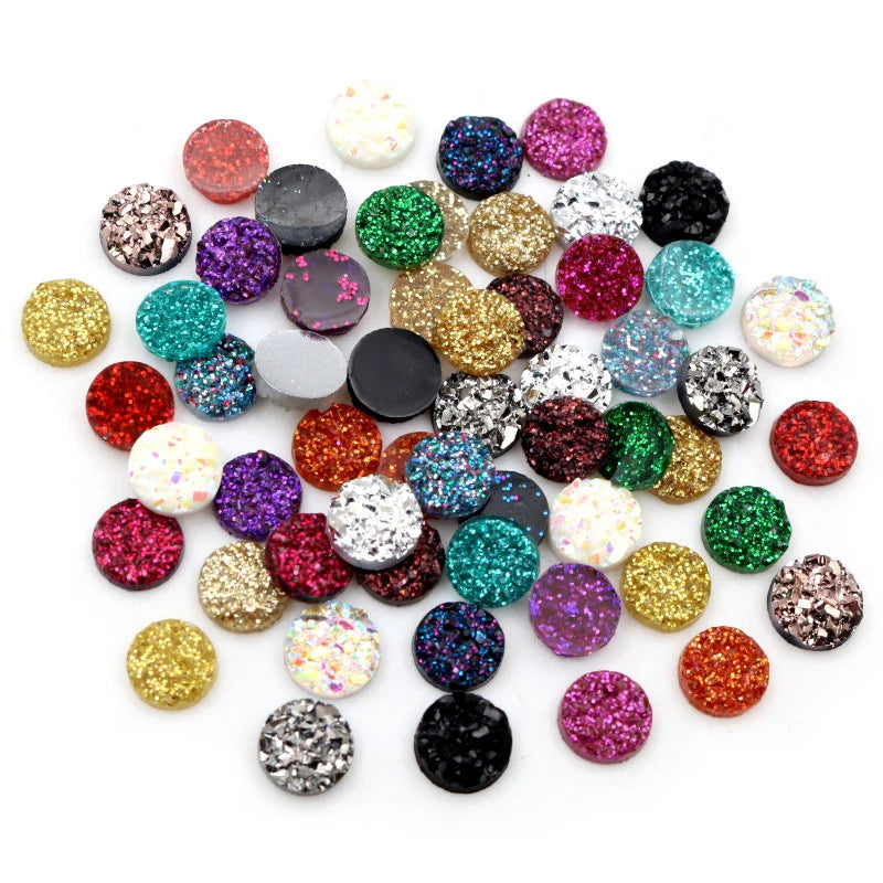 Fashion 40pcs/Lot 6mm Tiny Mixed AB Colors Natural Ore Style Flat Back Resin Cabochons for Bracelet Earrings Accessories
