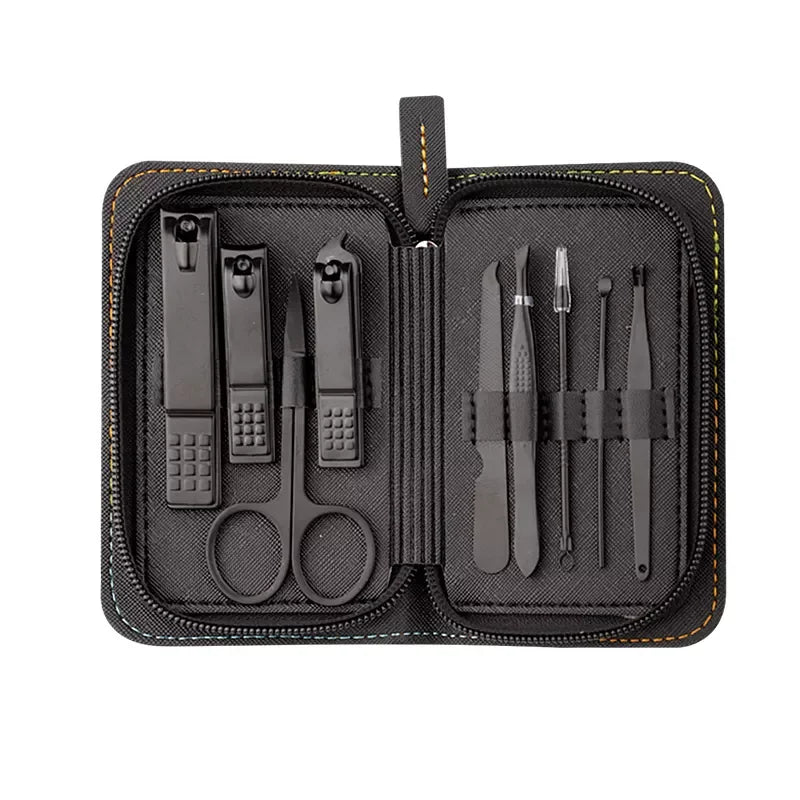 9 Pcs Professional Stainless Steel Multipurpose Manicure Tools Nails Clipper Scissors Nail Cuticle Pusher Set for Personal Care