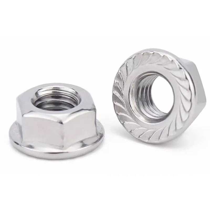 M6 M8 M10 Stainless Steel SS 18-8 304 316 316L Plain Passivation Hexagon Hex Serrated Flange Nut DIN6921
