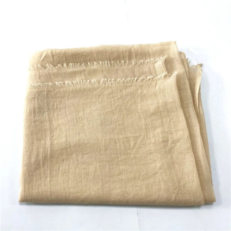 Fashion Solid Color Cotton Crinkle Hijab Scarf for Muslim Women Spring Season Breathable Skin-Friendly Weiwei Brand 180x100cm