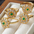 H&F Factory's Customizable 14K & 18K Gold Gemstone Ring Solid 9K & 18K Natural Diamond Emerald Wedding Jewelry